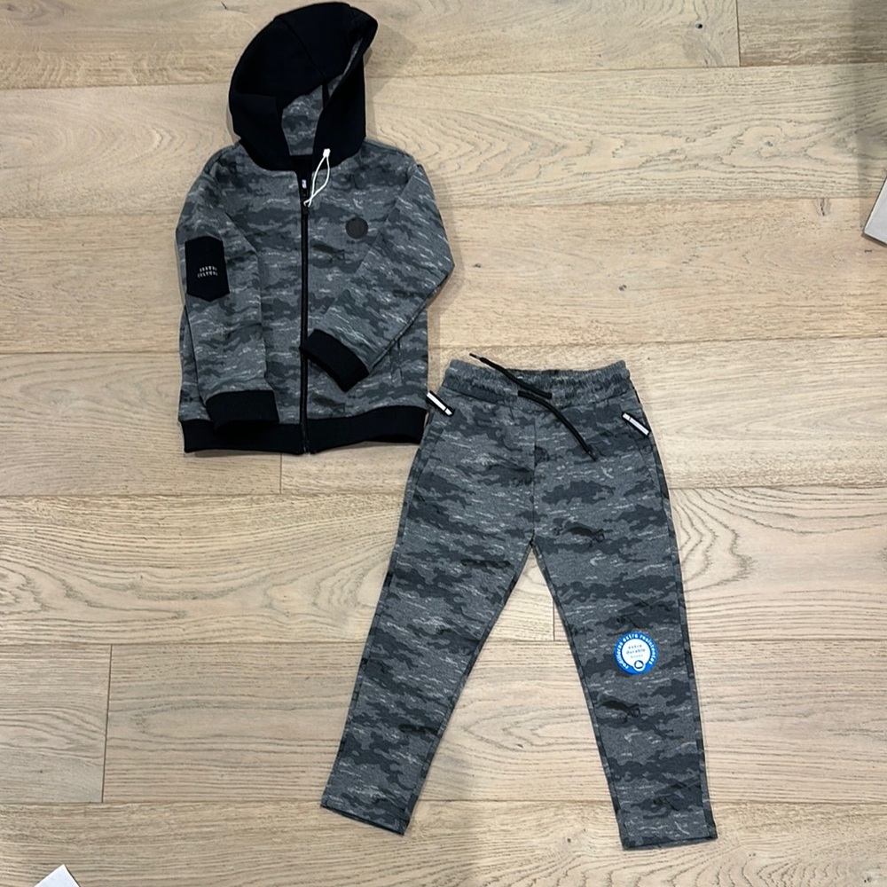 Mayoral set. Brand new . Gray Camouflage Hoodie and Joggers Set
